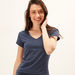 Plain T-shirt with V-neck and Cap Sleeves-T Shirts-thumbnailMobile-4