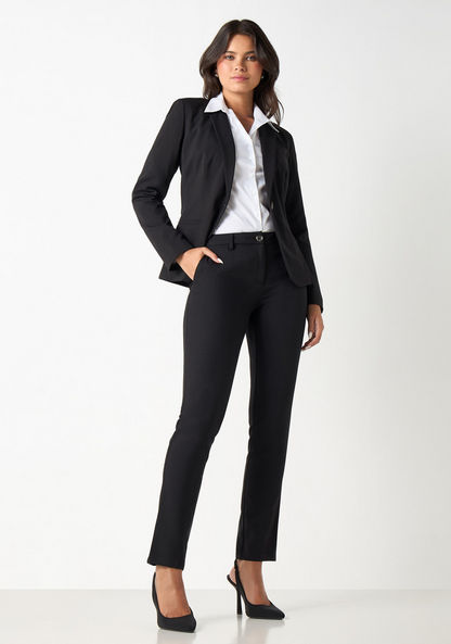 Plain Blazer with Notched Lapel and Long Sleeves-Blazers-image-1
