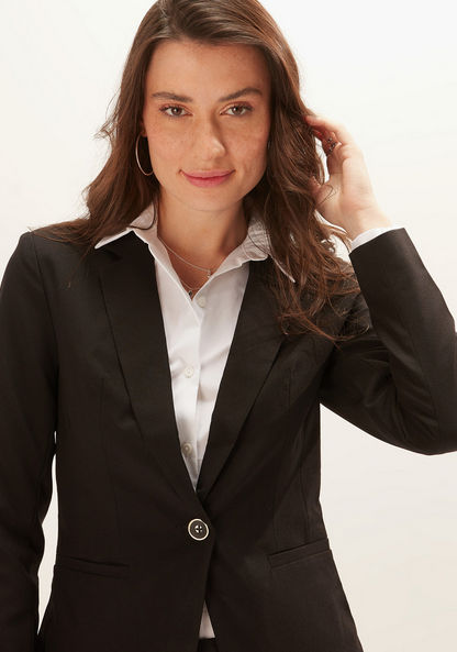Plain Blazer with Notched Lapel and Long Sleeves-Blazers-image-2