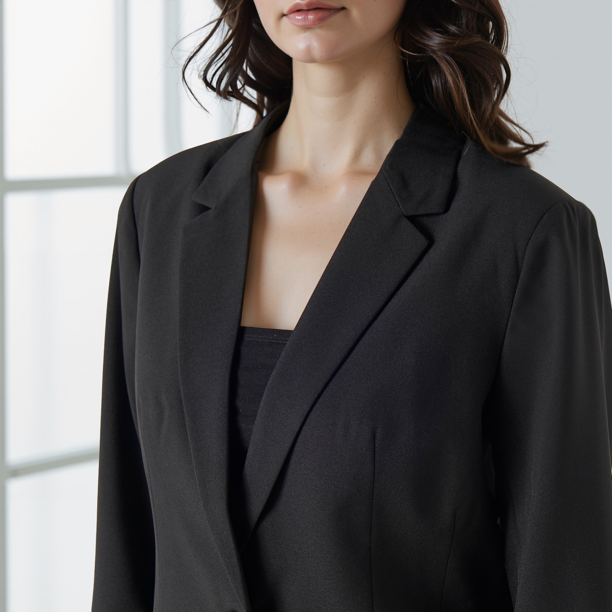 Plain Blazer with Notched Lapel and Long Sleeves-women-clothing-coatsandjackets-blazers-image-4