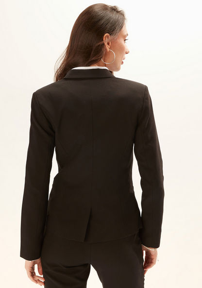 Plain Blazer with Notched Lapel and Long Sleeves-Blazers-image-3
