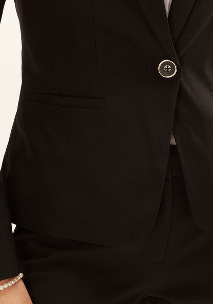 Plain Blazer with Notched Lapel and Long Sleeves-Blazers-image-4