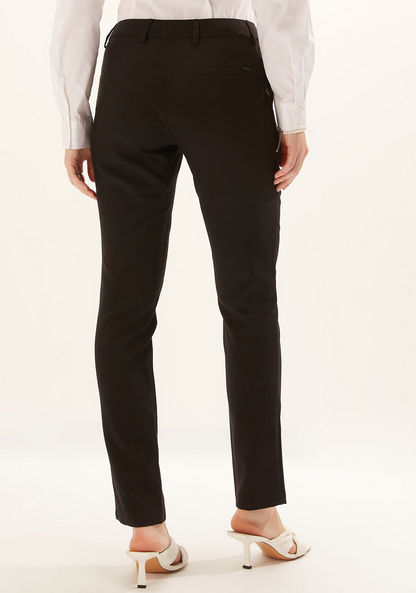 Full Length Plain Pants with Pocket Detail and Belt Loops-Pants-image-3