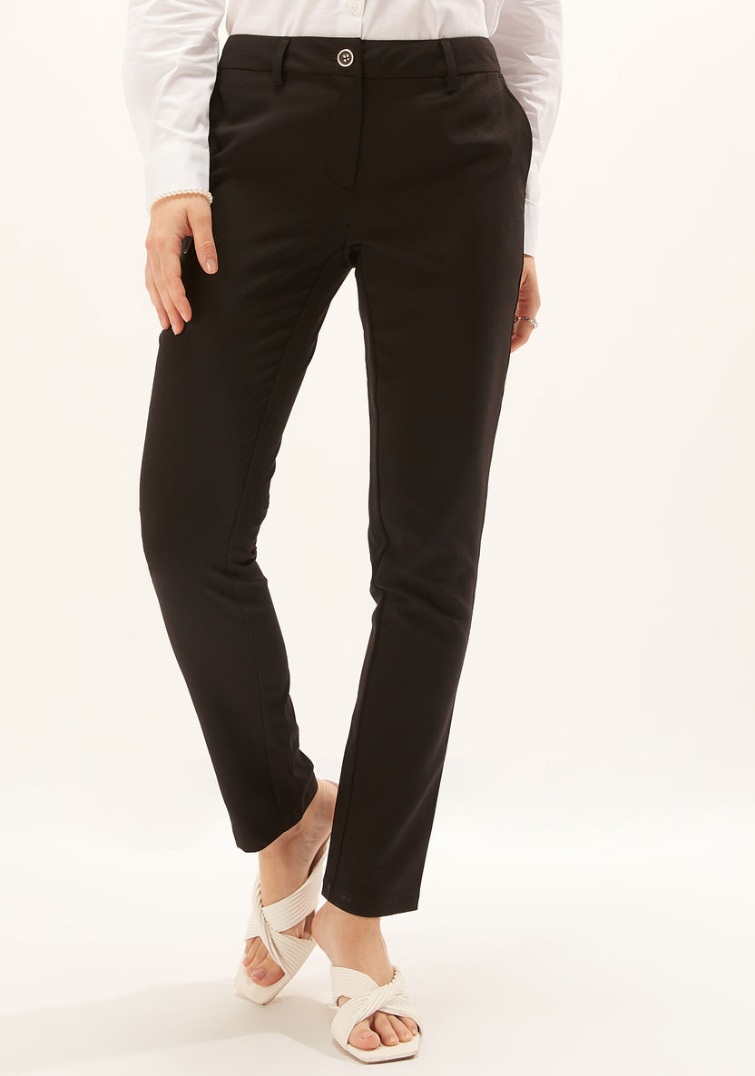 Buy Full Length Plain Pants with Pocket Detail and Belt Loops | Splash UAE