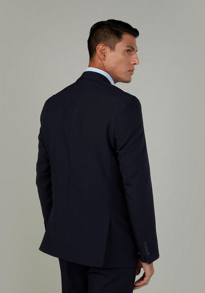 Plain Formal Blazer with Notched Lapel and Long Sleeves