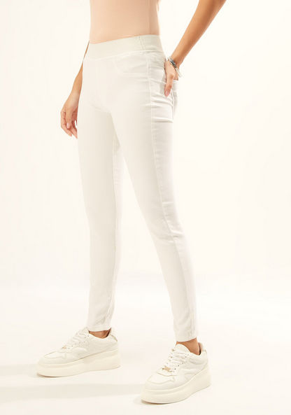 Lee Cooper Plain Jeggings with Elasticised Waistband and Pocket Detail