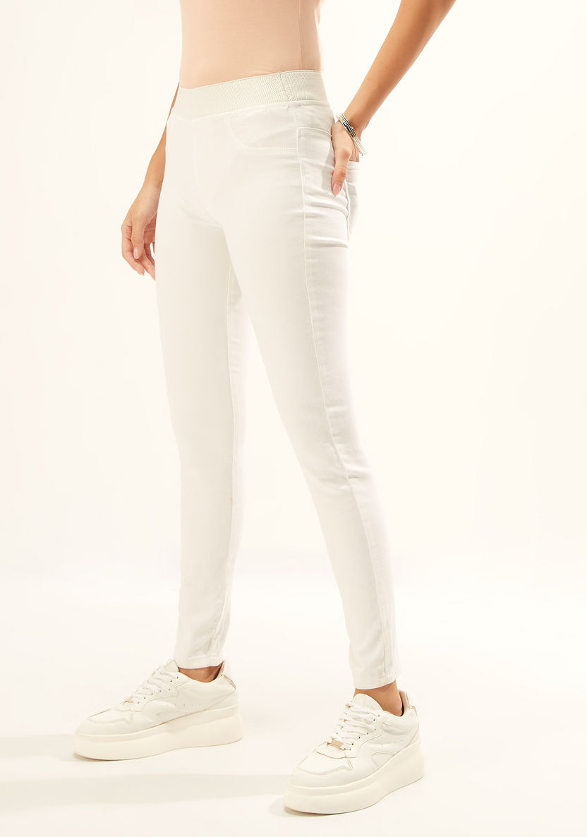Lee Cooper Plain Jeggings with Elasticised Waistband and Pocket Detail-Jeggings-image-0