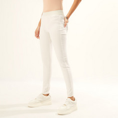 Lee Cooper Plain Jeggings with Elasticised Waistband and Pocket Detail