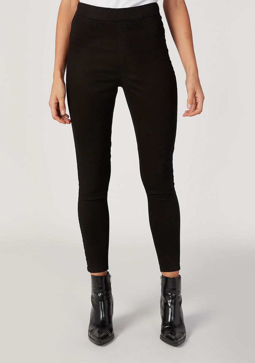 Lee Cooper Plain Jeggings with Pocket Detail and Elasticised Waistband-Jeggings-image-0