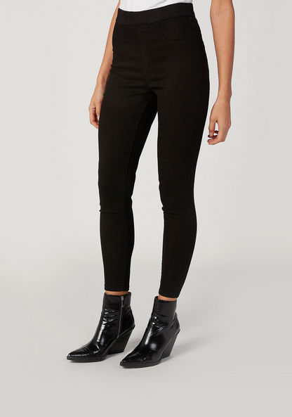 Lee Cooper Plain Jeggings with Pocket Detail and Elasticised Waistband-Jeggings-image-4