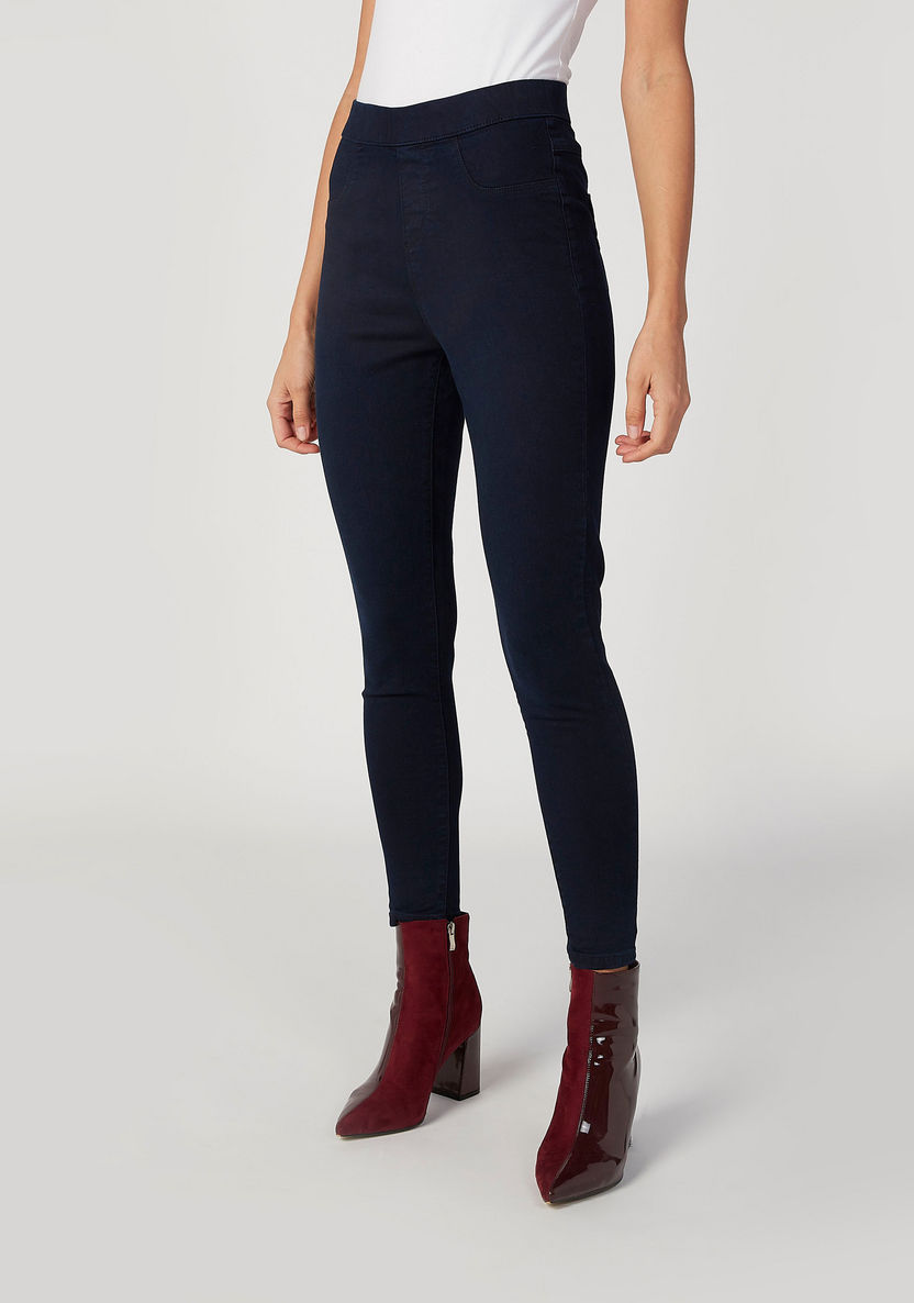 Lee Cooper Plain Jeggings with Pocket Detail and Elasticised Waistband-Jeggings-image-4