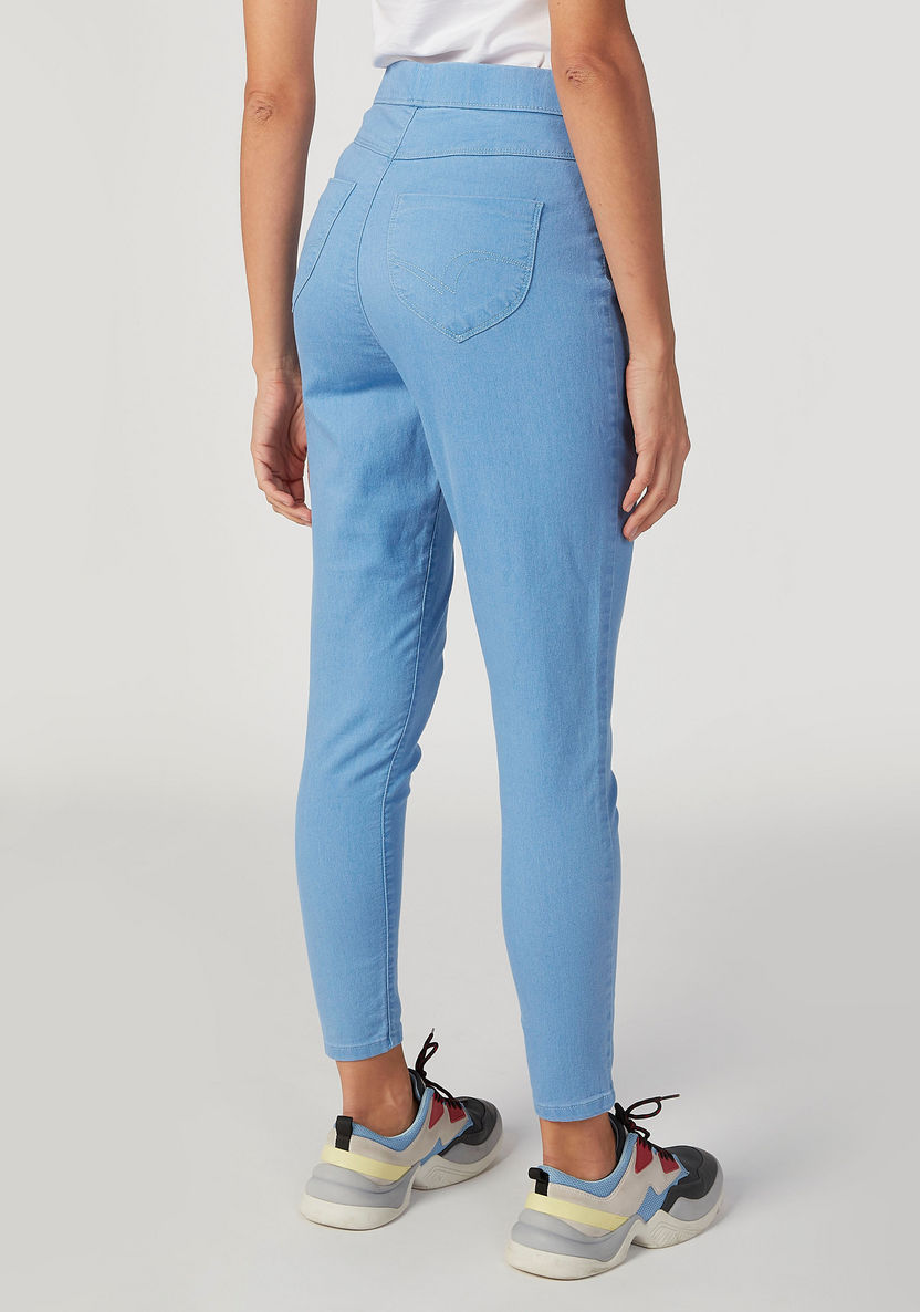 Lee Cooper Plain Jeggings with Pocket Detail and Elasticised Waistband-Jeggings-image-3