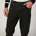 Slim Fit Plain Mid Waist Jeans with Pocket Detail-Jeans-thumbnailMobile-3