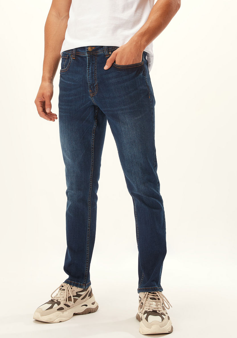 Buy Slim Fit Plain Mid Waist Jeans with Pocket Detail | Splash UAE