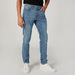 Slim Fit Plain Mid Waist Jeans with Pocket Detail-Jeans-thumbnail-0