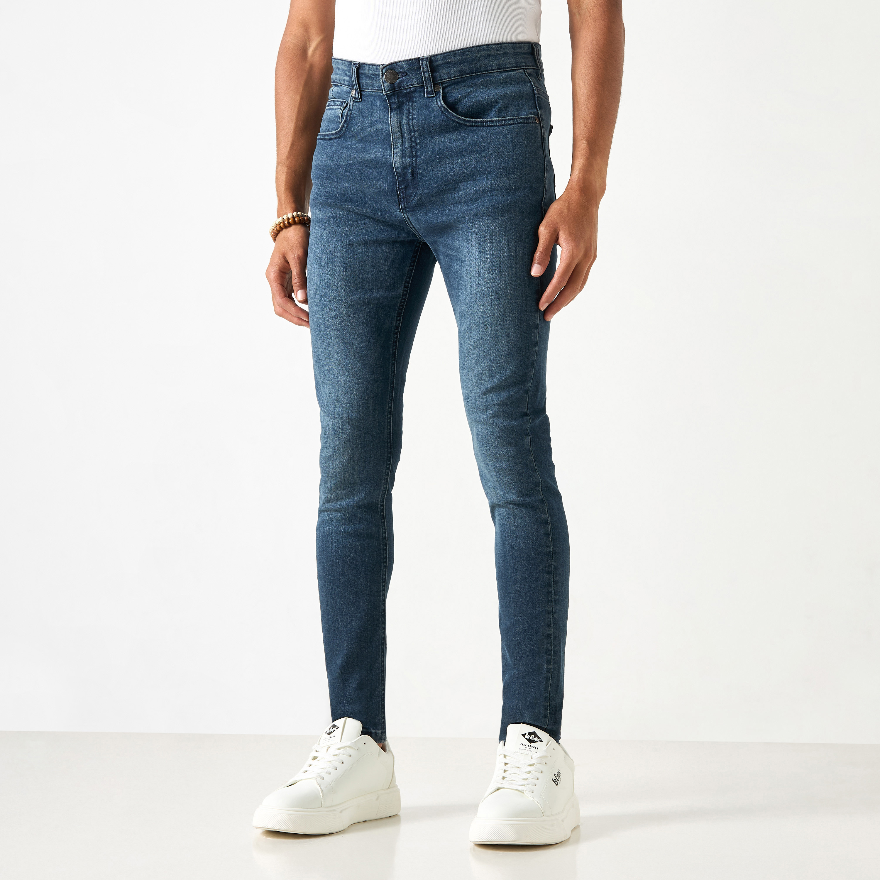 Buy LEE COOPER Blue Mid Tone Cotton Straight Fit Mens Jeans | Shoppers Stop