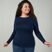 Plus Size Plain T-shirt with Round Neck and Long Sleeves-T Shirts-thumbnail-0