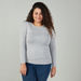 Plus Size Plain T-shirt with Round Neck and Long Sleeves-Tops-thumbnail-0