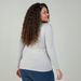 Plus Size Plain T-shirt with Round Neck and Long Sleeves-Tops-thumbnail-2