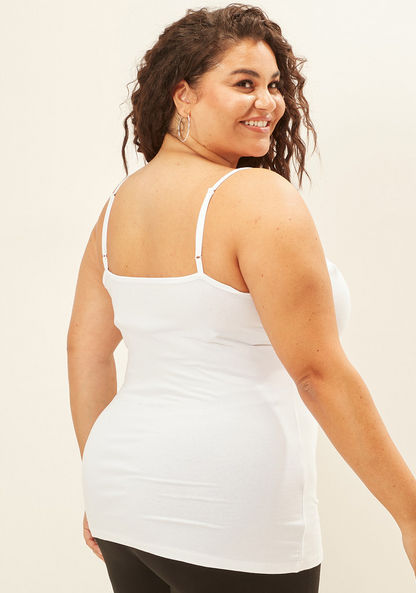 Plus Size Plain Camisole with Scoop Neck and Spaghetti Straps-Vests-image-0