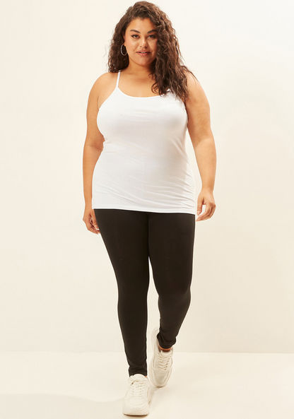 Plus Size Plain Camisole with Scoop Neck and Spaghetti Straps-Vests-image-1