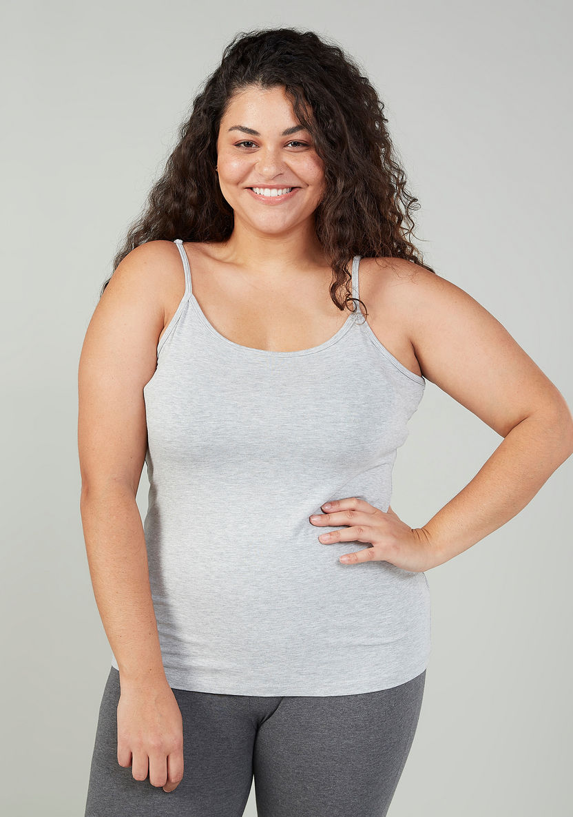 Plus Size Plain Vest with Scoop Neck and Spaghetti Straps-Vests-image-0