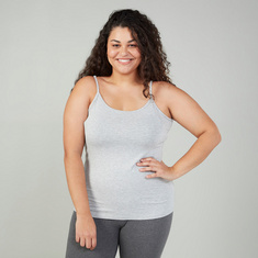 Plus Size Plain Vest with Scoop Neck and Spaghetti Straps