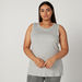 Plus Size Plain Sleeveless T-shirt with Round Neck-T Shirts-thumbnailMobile-0