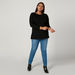Plus Size Plain Top with Round Neck and Long Sleeves-T Shirts-thumbnailMobile-2