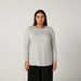 Plus Size Plain Top with Round Neck and Long Sleeves-Tops-thumbnailMobile-0