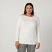 Plus Size Plain Top with Round Neck and Long Sleeves-T Shirts-thumbnailMobile-0