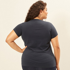 Plus Size Plain Top with Round Neck and Short Sleeves