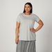Plus Size Plain Top with Round Neck and Short Sleeves-T Shirts-thumbnailMobile-0