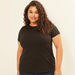 Plus Size Plain Top with Round Neck and Short Sleeves-T Shirts-thumbnailMobile-3