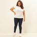 Plus Size Plain Top with Round Neck and Short Sleeves-T Shirts-thumbnail-1