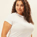 Plus Size Plain Top with Round Neck and Short Sleeves-T Shirts-thumbnail-2