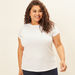 Plus Size Plain Top with Round Neck and Short Sleeves-T Shirts-thumbnailMobile-3