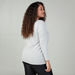 Plus Size Plain T-shirt with V-neck and Long Sleeves-Tops-thumbnailMobile-2