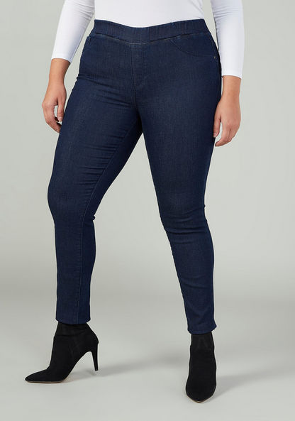Plain Jeggings with Elasticised Waistband and Pocket Detail