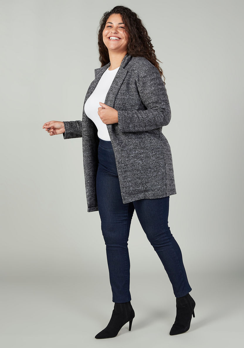 Plus Size Plain Jeggings with Elasticised Waistband and Pocket Detail-Leggings and Jeggings-image-1