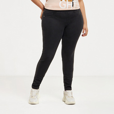 Plus Size Full Length Jeggings with Pocket Detail and Elasticised Waistband