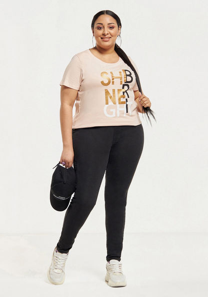 Plus Size Full Length Jeggings with Pocket Detail and Elasticised Waistband-Leggings & Jeggings-image-1