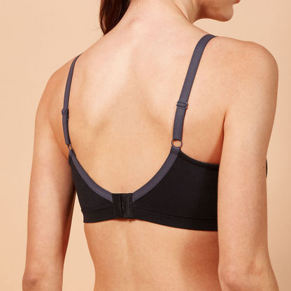 Plain Padded Bra with Hook and Eye Closure-Bras-image-3