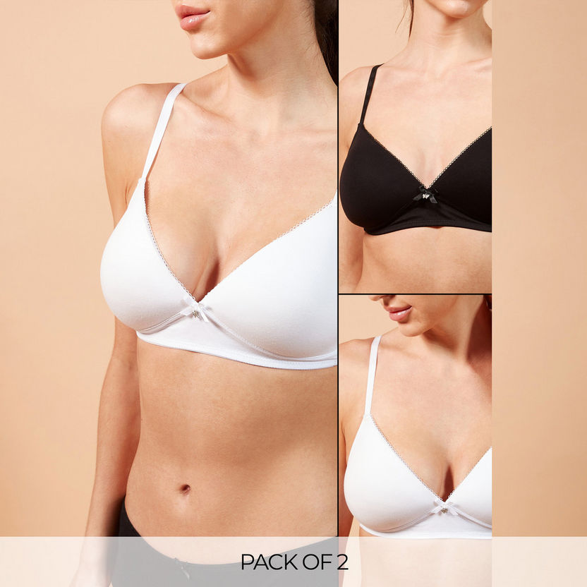 Set of 2 - Assorted Padded T-shirt Bra with Hook and Eye Closure-Bras-image-0