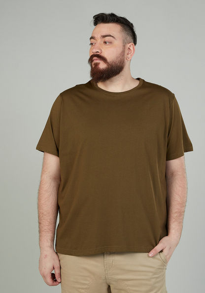 Plain T-shirt with Crew Neck and Short Sleeves-Tops-image-0