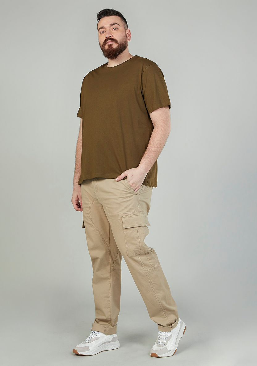 Plain T-shirt with Crew Neck and Short Sleeves-Tops-image-1