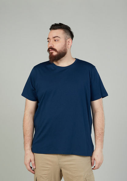 Plain T-shirt with Round Neck and Short Sleeves-Tops-image-0