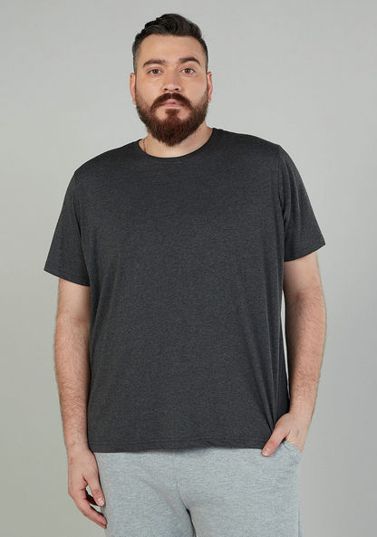 Plain T-shirt with Round Neck and Short Sleeves-Tops-image-0