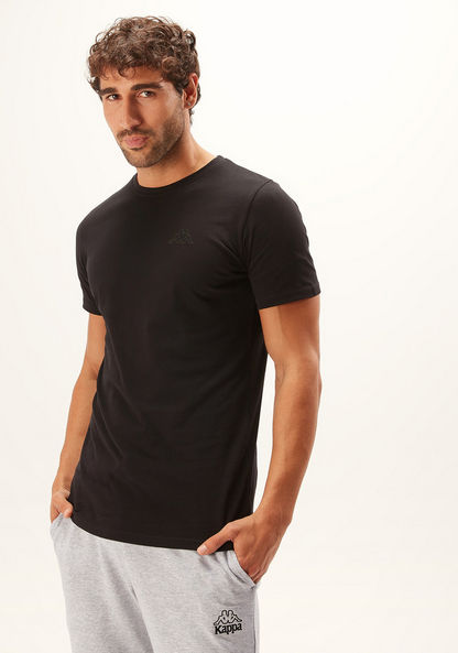 Kappa Solid Crew Neck T-shirt with Short Sleeves-T Shirts-image-1