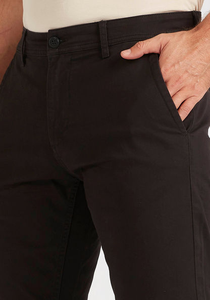 Solid Chinos with Pockets and Button Closure-Pants-image-2